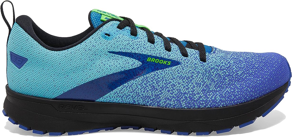 Men's Brooks Revel 5, Dazzling Blue/Bluefish/Gecko, 9 D Medium