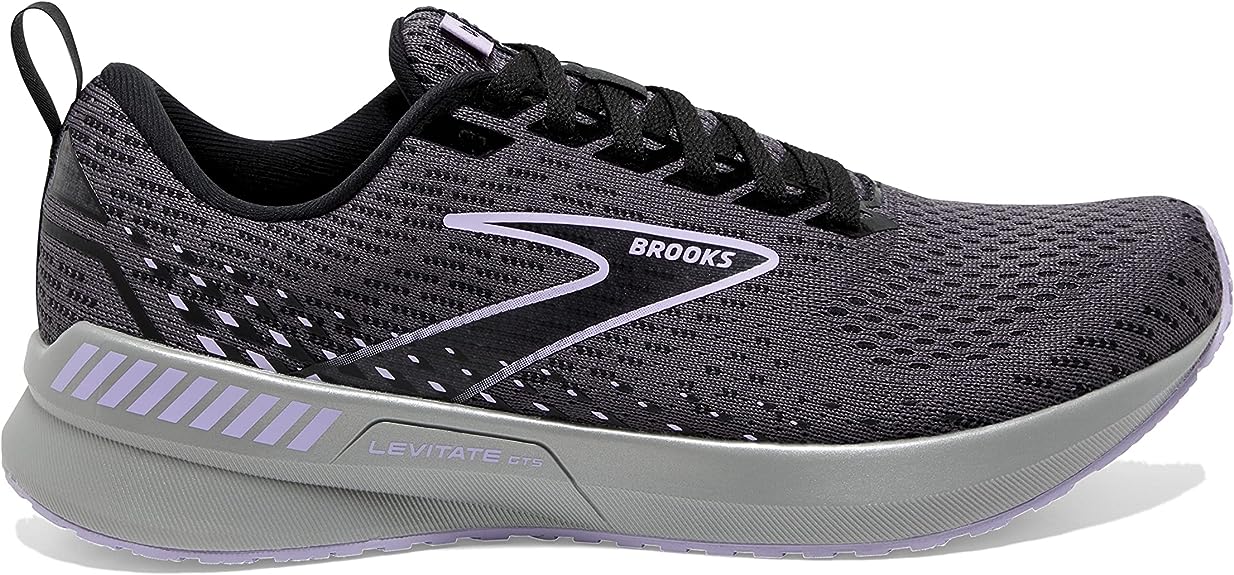 Women's Brooks Levitate GTS 5, Ebony/Black/Lilac, 9.5 B Medium
