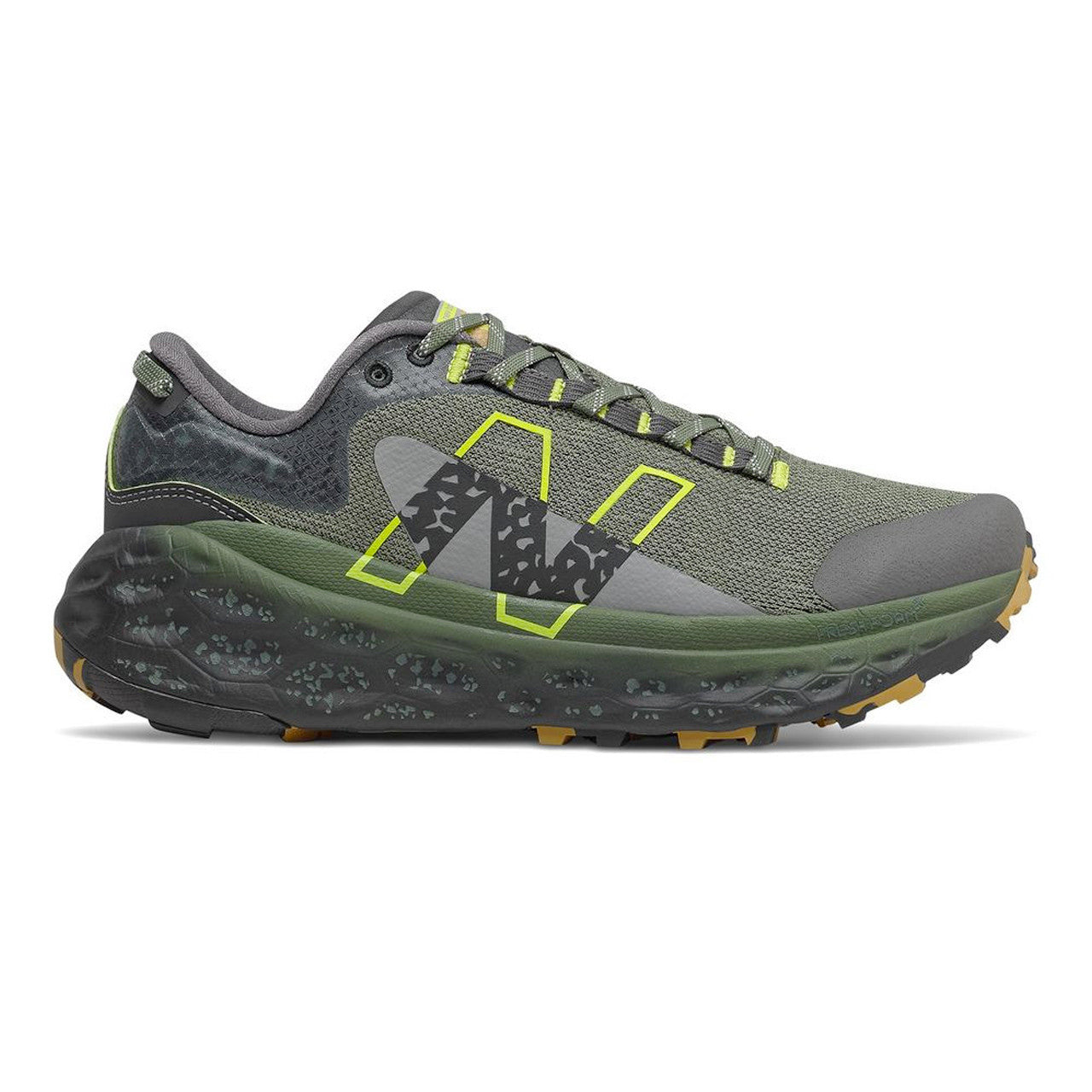 Men's New Balance Fresh Foam X Trail More v2, Norway Spruce/Sulphur Yellow, 9.5 D Medium