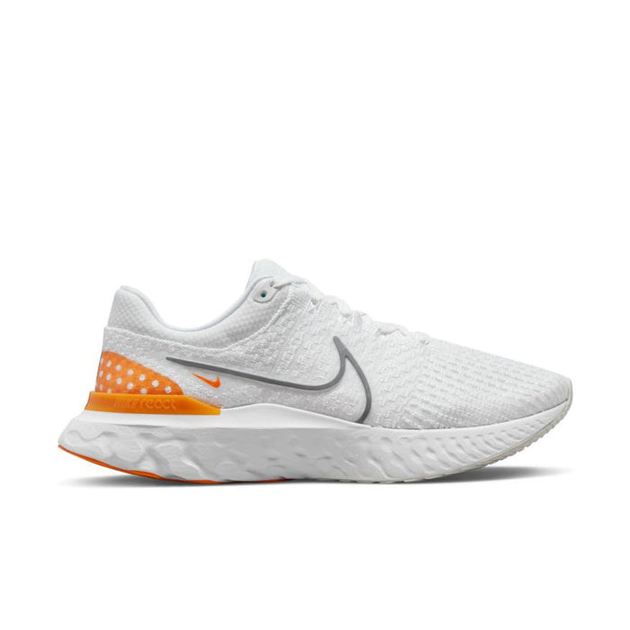 Men's Nike React Infinity Run Flyknit 3, White/Particle Grey-Kumquat, 8.5 D Medium