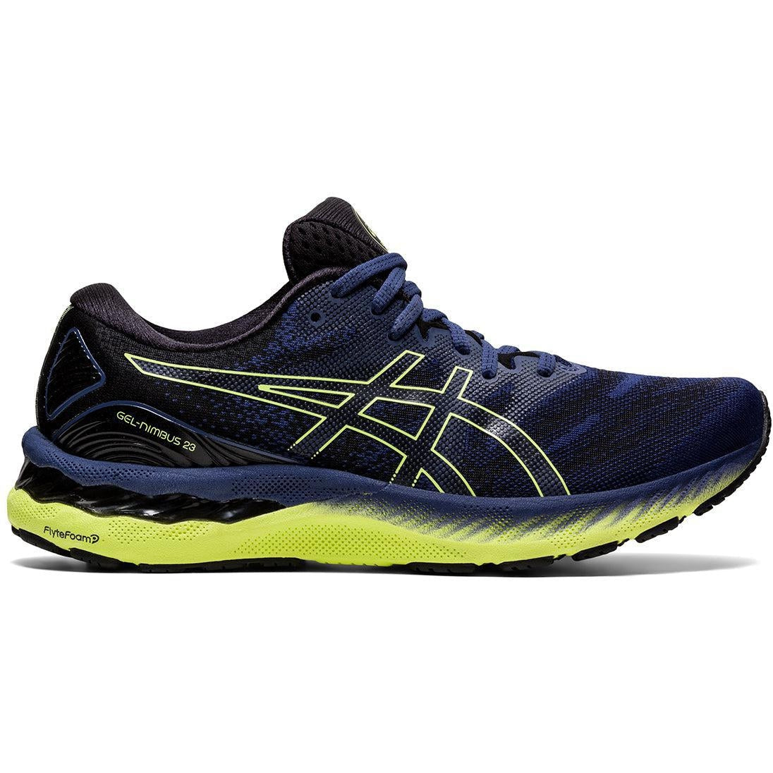 Men's Asics GEL-Nimbus 23, Thunder Blue/Glow Yellow, 13 D Medium
