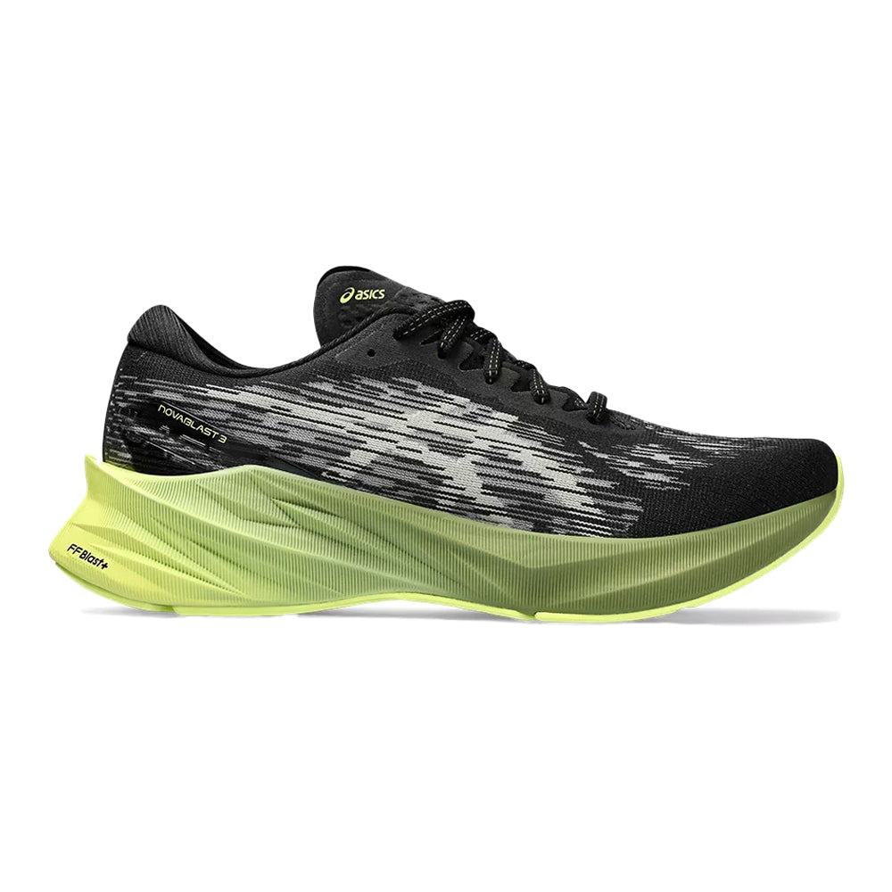 Men's Asics Novablast 3, Black/Dried Leaf Green, 13 D Medium