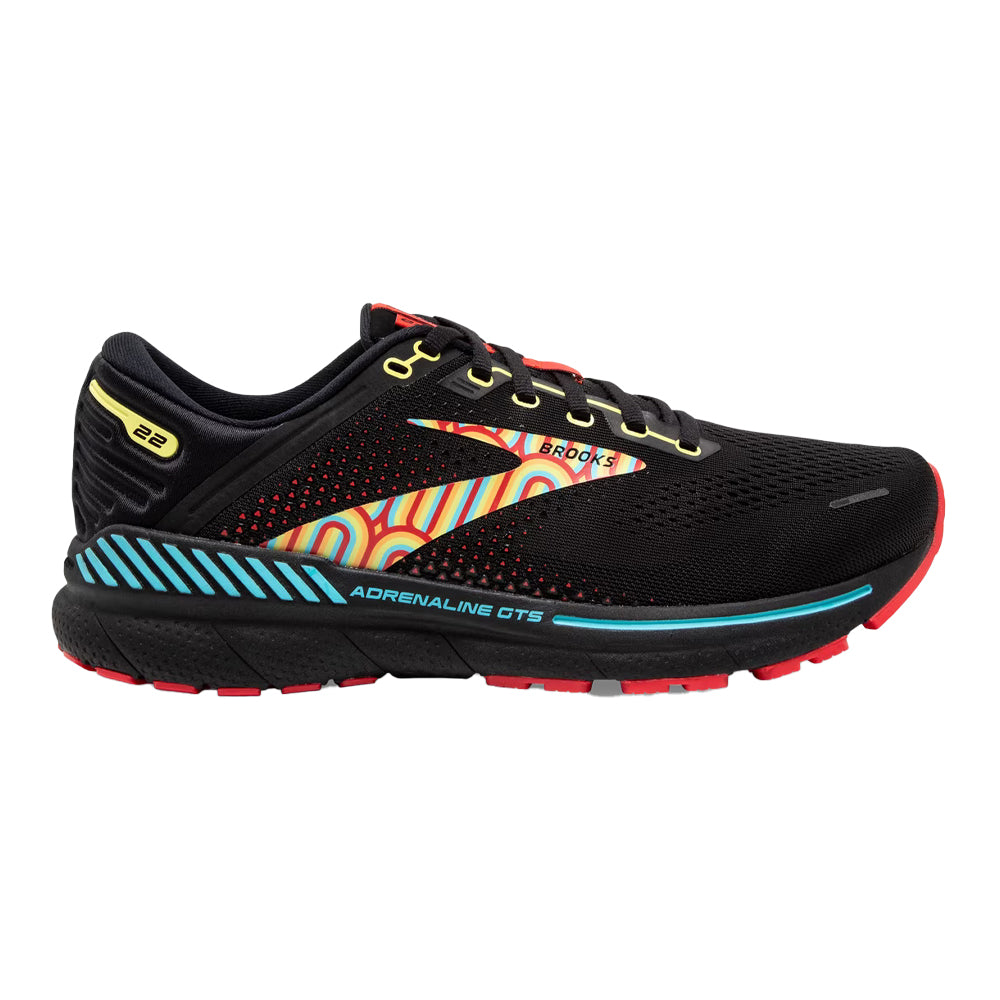 Men's Brooks Adrenaline GTS 22, Black/Blue/Bittersweet, 11.5 D Medium