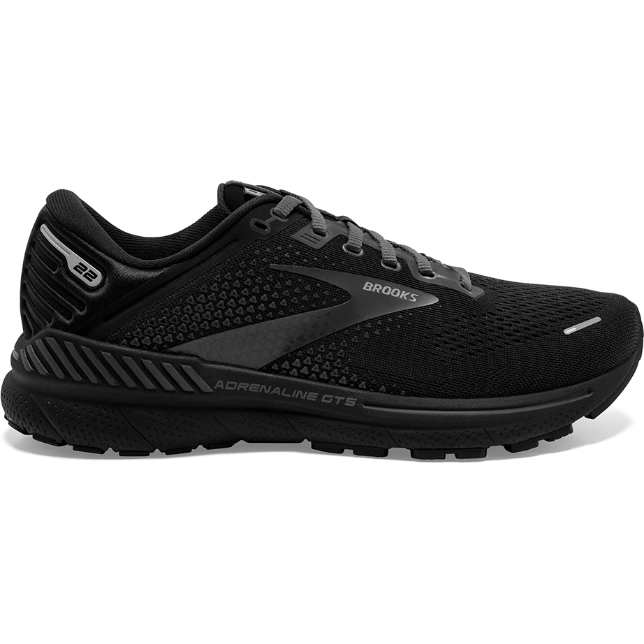 Men's Brooks Adrenaline GTS 22, Black/Black/Ebony, 8 2E Wide