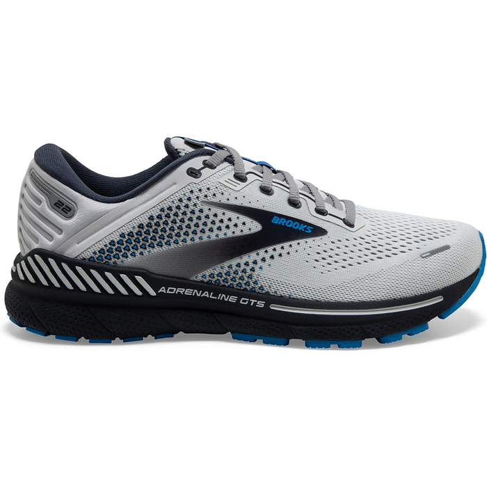 Men's Brooks Adrenaline GTS 22, Oyster/India Ink/Blue, 10 2E Wide