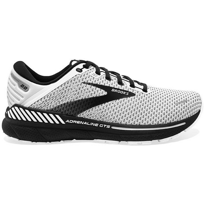 Men's Brooks Adrenaline GTS 22, White/Grey/Black, 7.5 D Medium