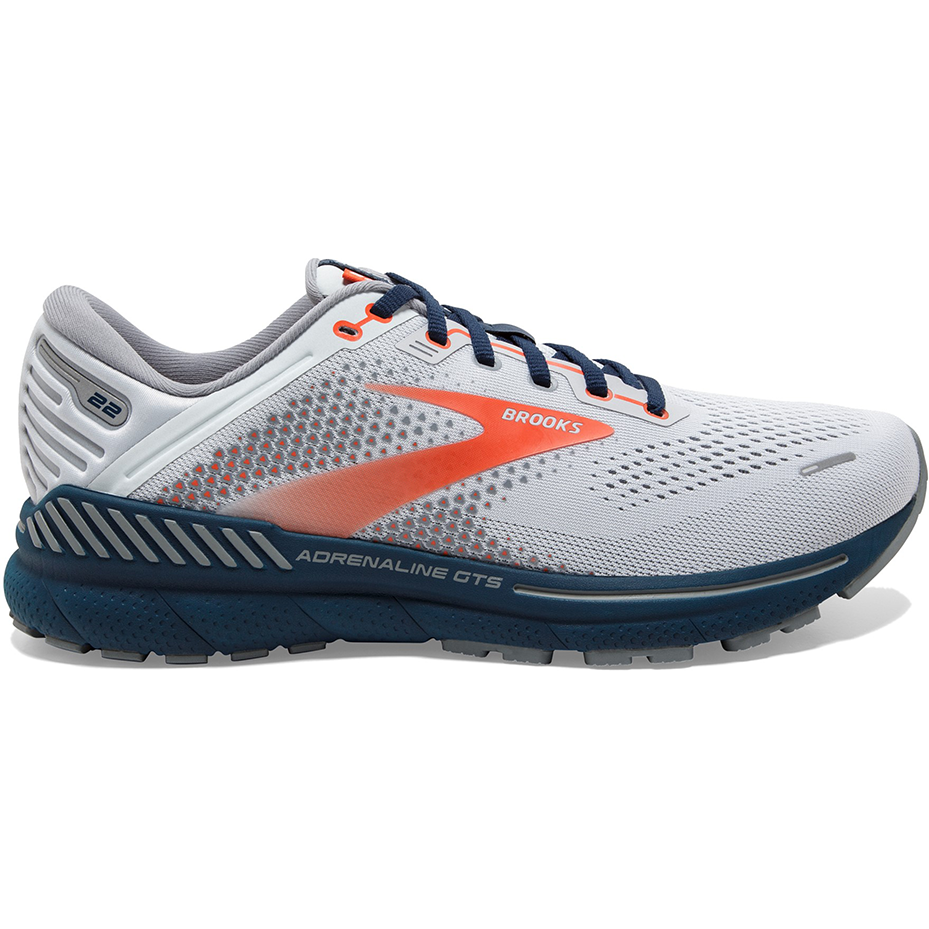 Men's Brooks Adrenaline GTS 22, Arctic/Red/Titan, 12 D Medium