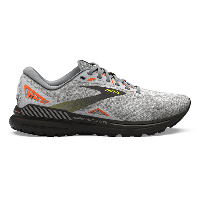 Men's Brooks Adrenaline GTS 23, Oyster/Black/Red Orange, 10 D Medium