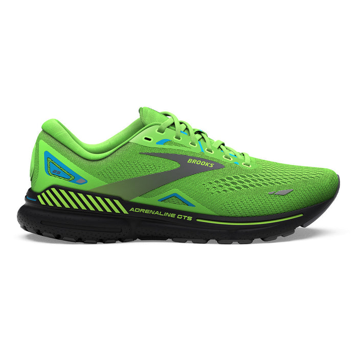 Men's Brooks Adrenaline GTS 23, Green Gecko/Grey/Atomic Blue, 9.5 D Medium