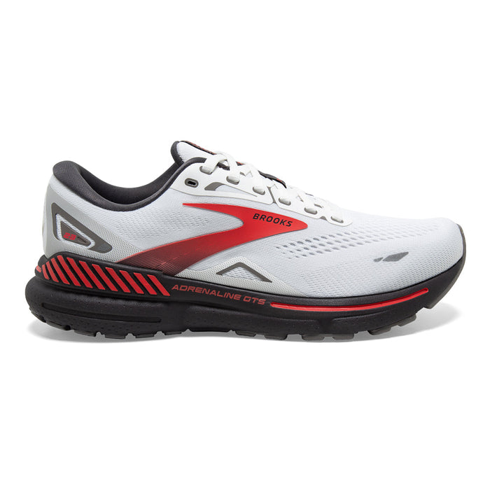 Men's Brooks Adrenaline GTS 23, White/Blackened Pearl/Red, 15 D Medium