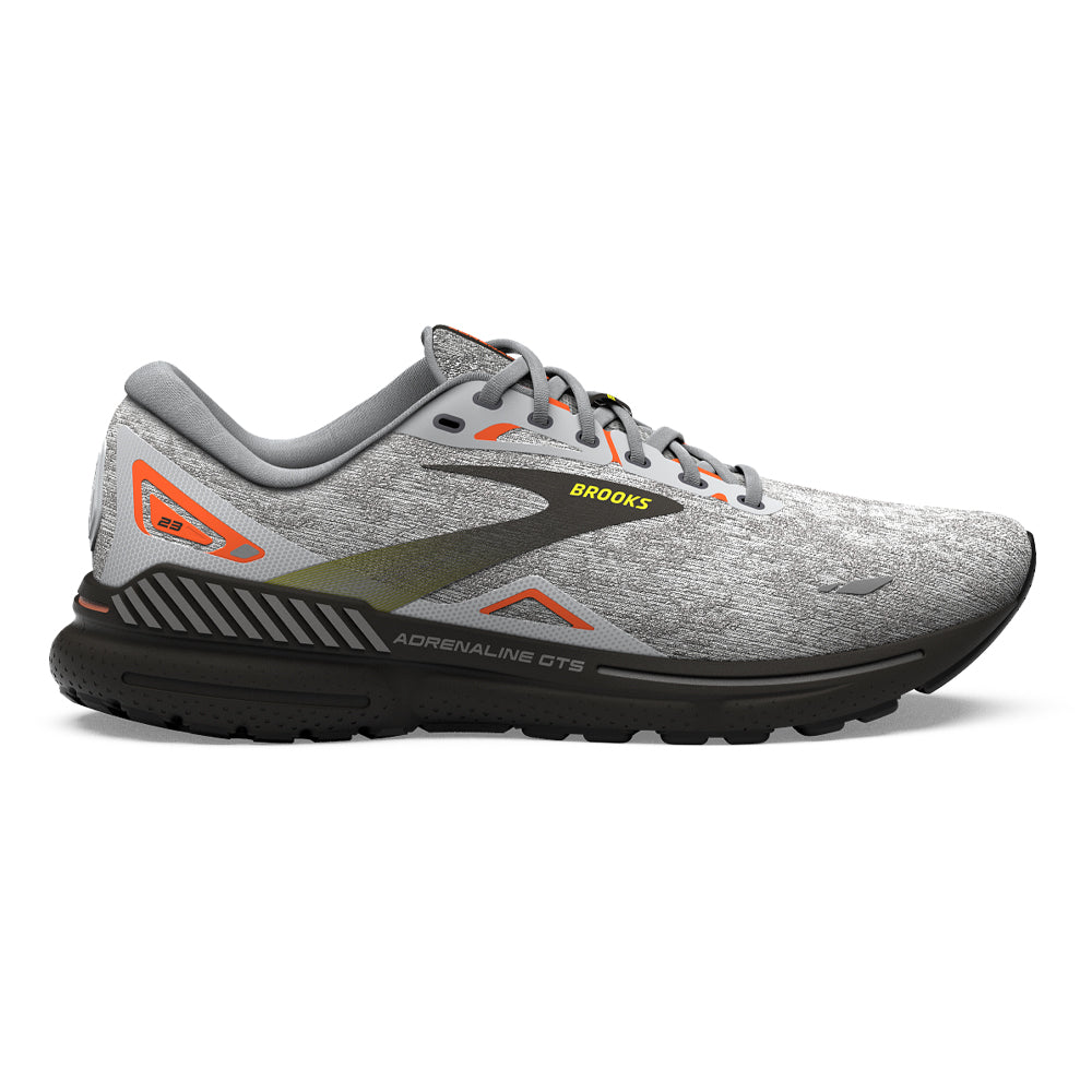 Men's Brooks Adrenaline GTS 23, Oyster/Black/Red Orange, 9.5 D Medium ...