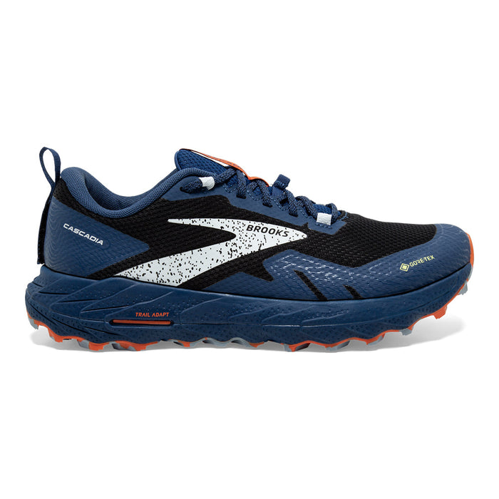 Men's Brooks Cascadia 17 GTX, Black/Blue/Firecracker, 7.5 D Medium