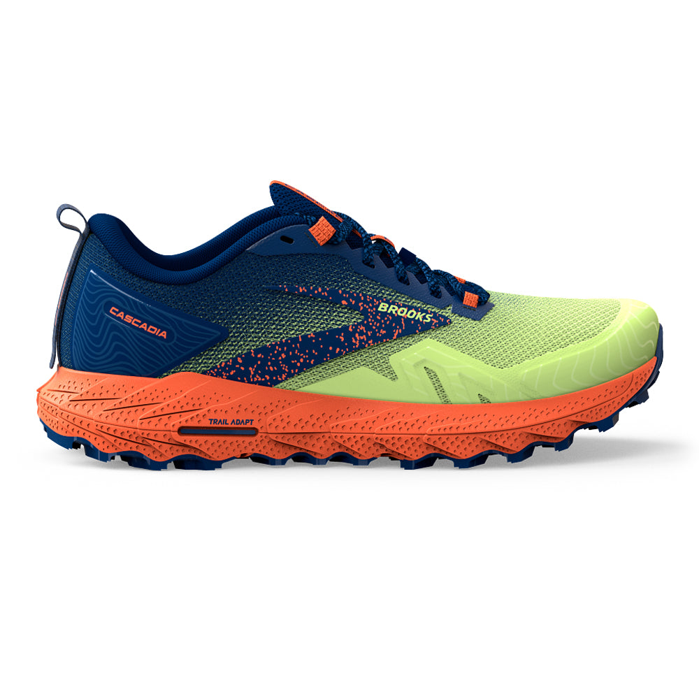 Men's Brooks Cascadia 17, Sharp Green/Navy/Firecracker, 9 D Medium