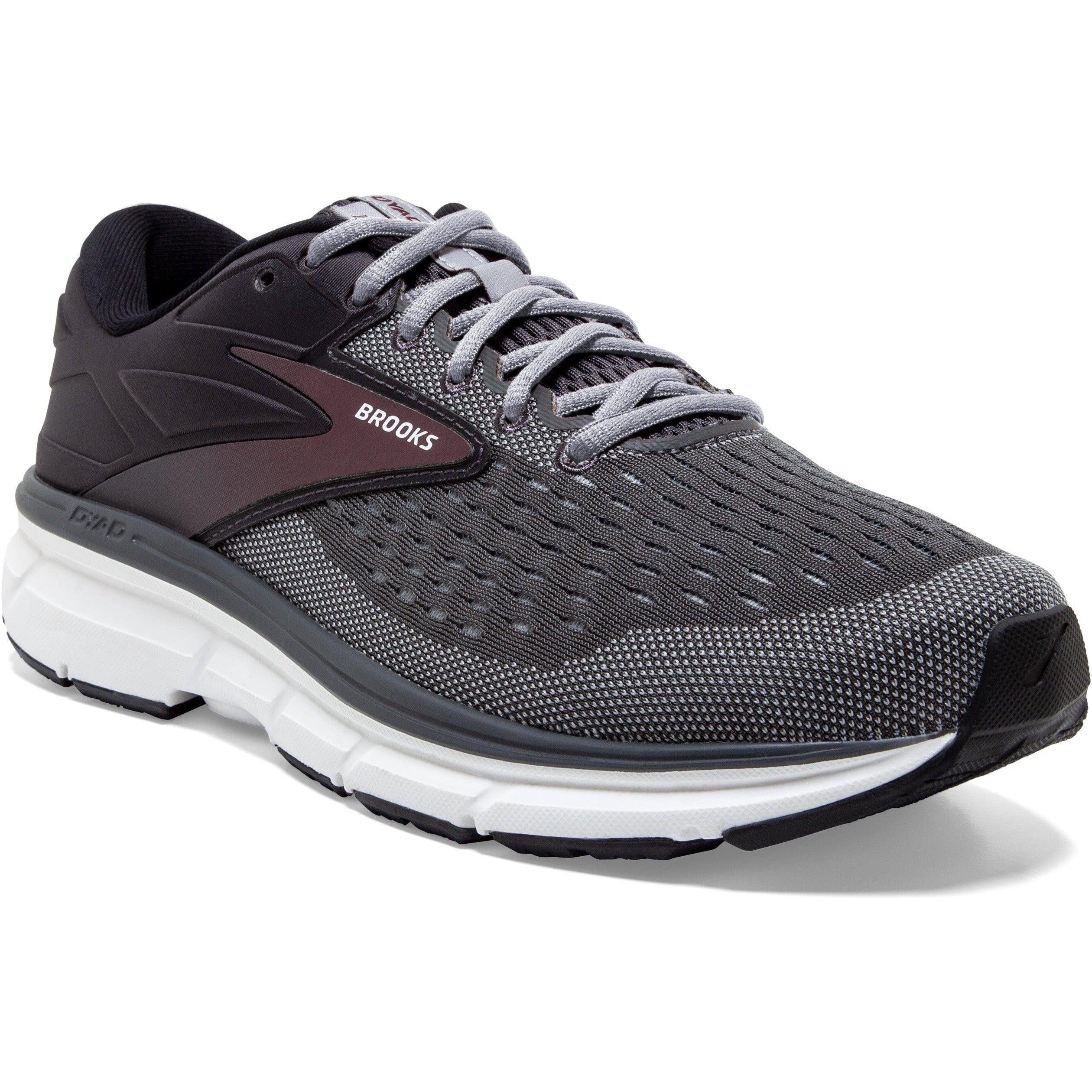 Men's Brooks Dyad 11, Blackened Pearl/Alloy/Red, 12 2E Wide