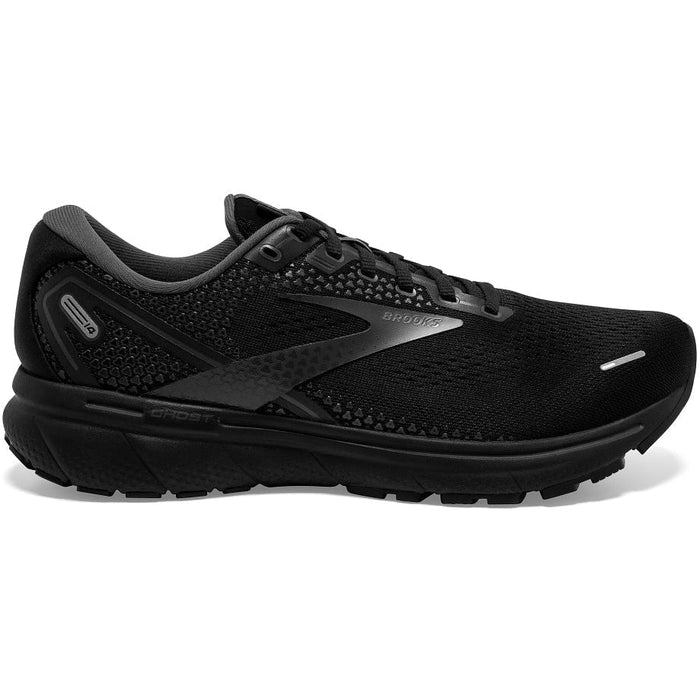 Men's Brooks Ghost 14, Black/Black/Ebony, 9 D Medium