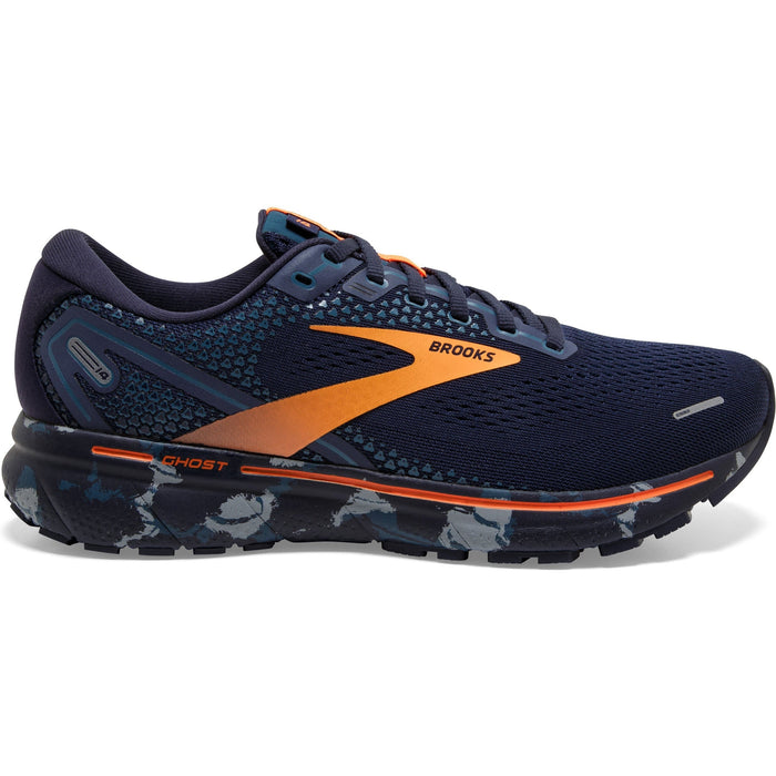 Men's Brooks Ghost 14, Navy/Grey/Orange, 11 D Medium