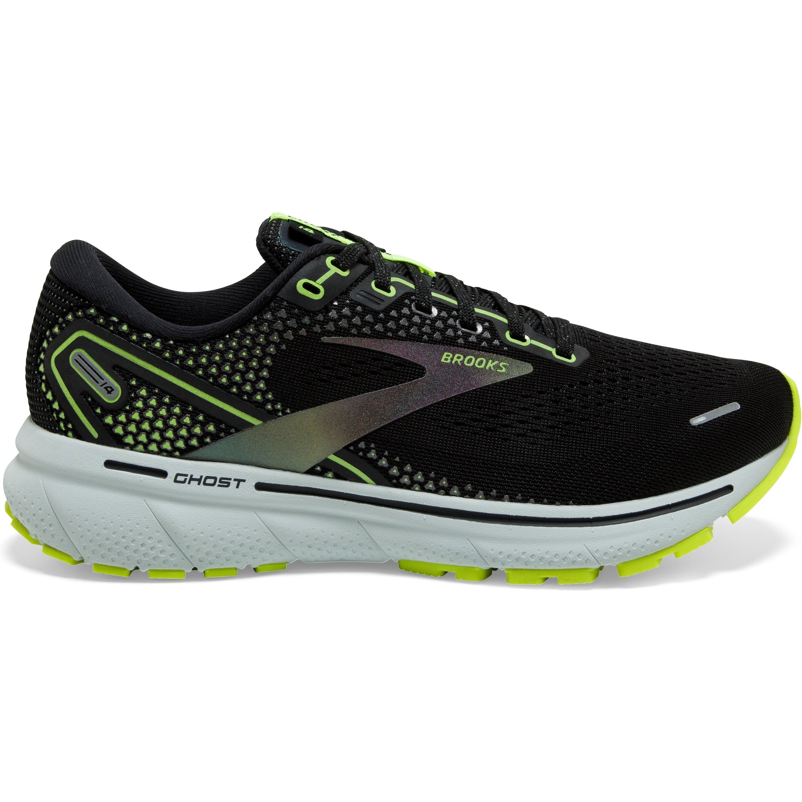 Men's Brooks Ghost 14, Black/Nightlife/Spa Blue, 14 D Medium
