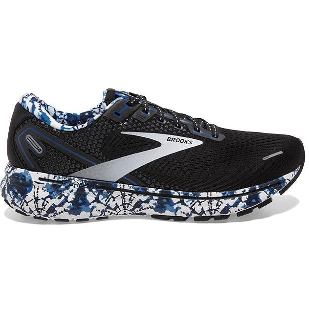 Men's Brooks Ghost 14, Black/White/True Blue, 10 D Medium