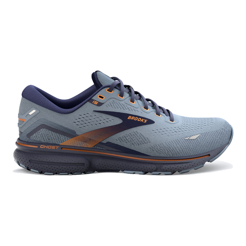 Men's Brooks Ghost 15, Flintstone/Peacoat/Oak, 12 2E Wide