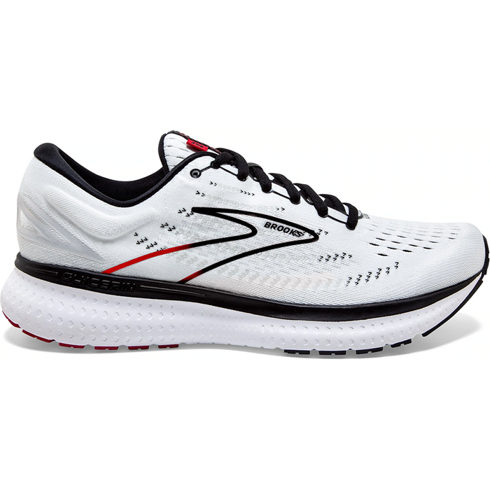 Men's Brooks Glycerin 19, White/Black/Red, 10 D Medium