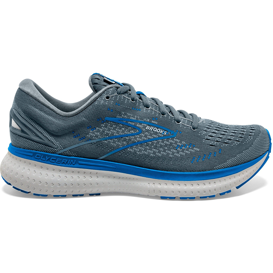 Men's Brooks Glycerin 19, Quarry/Grey/Dark Blue, 15 D Medium
