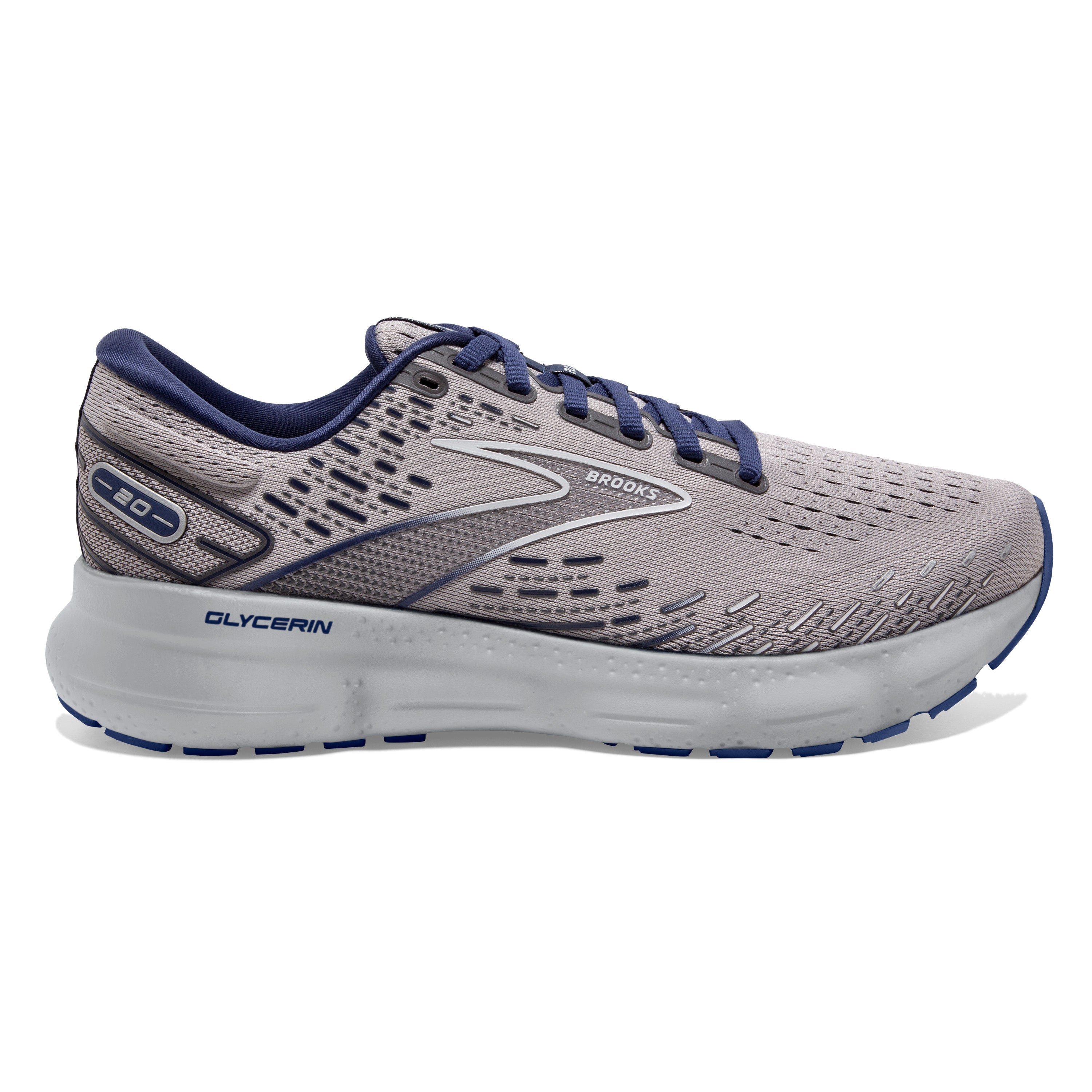 Men's Brooks Glycerin 20, Alloy/Grey/Blue Depths, 13 D Medium