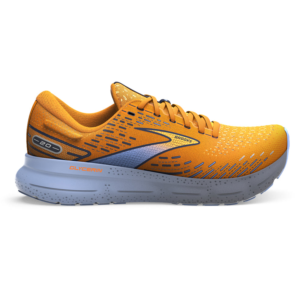 Men's Brooks Glycerin 20, Orange/Black/Blue, 8 D Medium