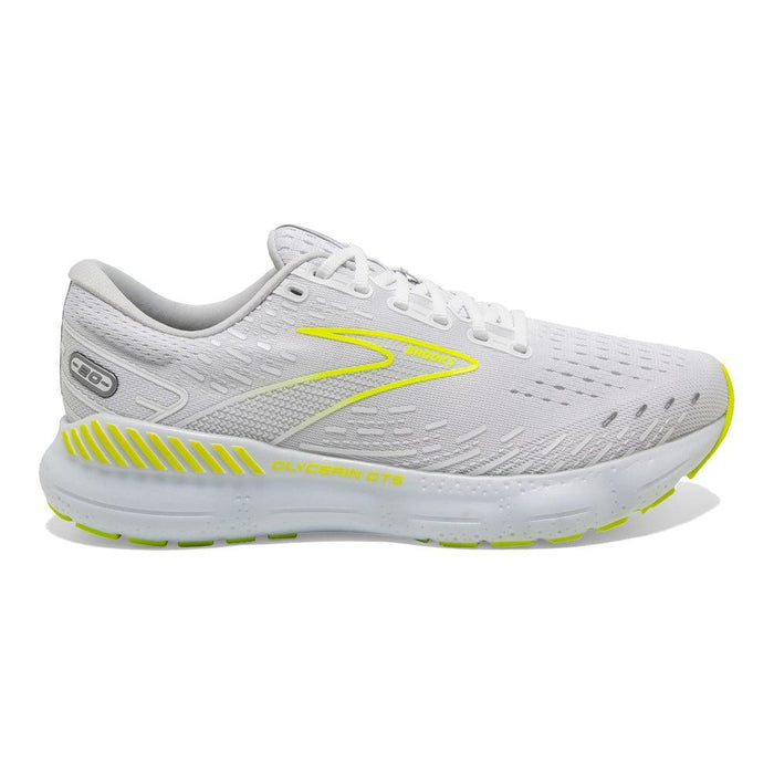 Men's Brooks Glycerin GTS 20, White/Nightlife, 13 D Medium