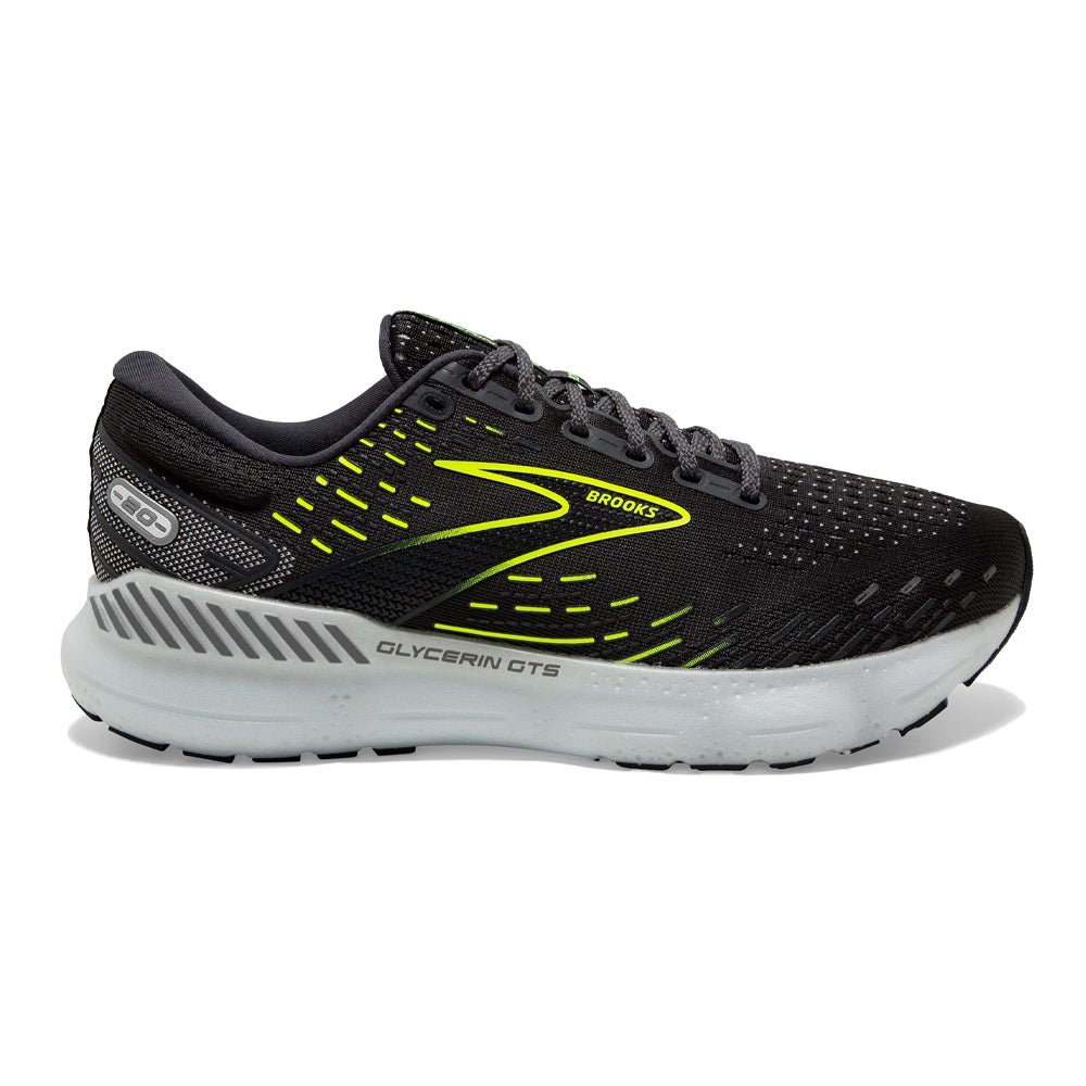 Men's Brooks Glycerin GTS 20, Ebony/White/Nightlife, 12 D Medium