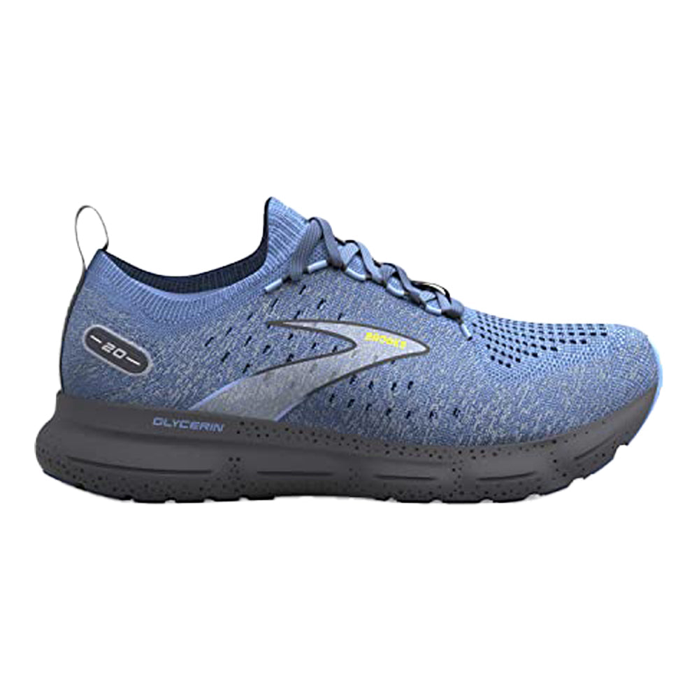 Men's Brooks Glycerin StealthFit 20, Light Blue/Nine Iron/Sulphur, 15 D Medium