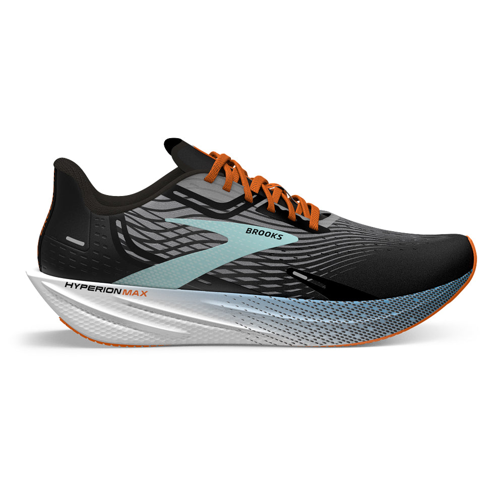 Men's Brooks Hyperion Max, Black/Grey/Orange Clown Fish, 7 D Medium
