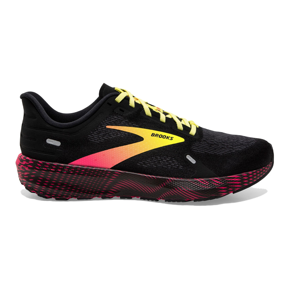 Men's Brooks Launch 9, Black/Pink/Yellow, 9 D Medium