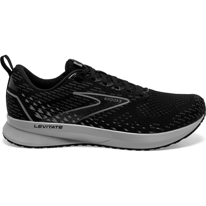 Men's Brooks Levitate 5, Black/Ebony/Grey, 8 D Medium