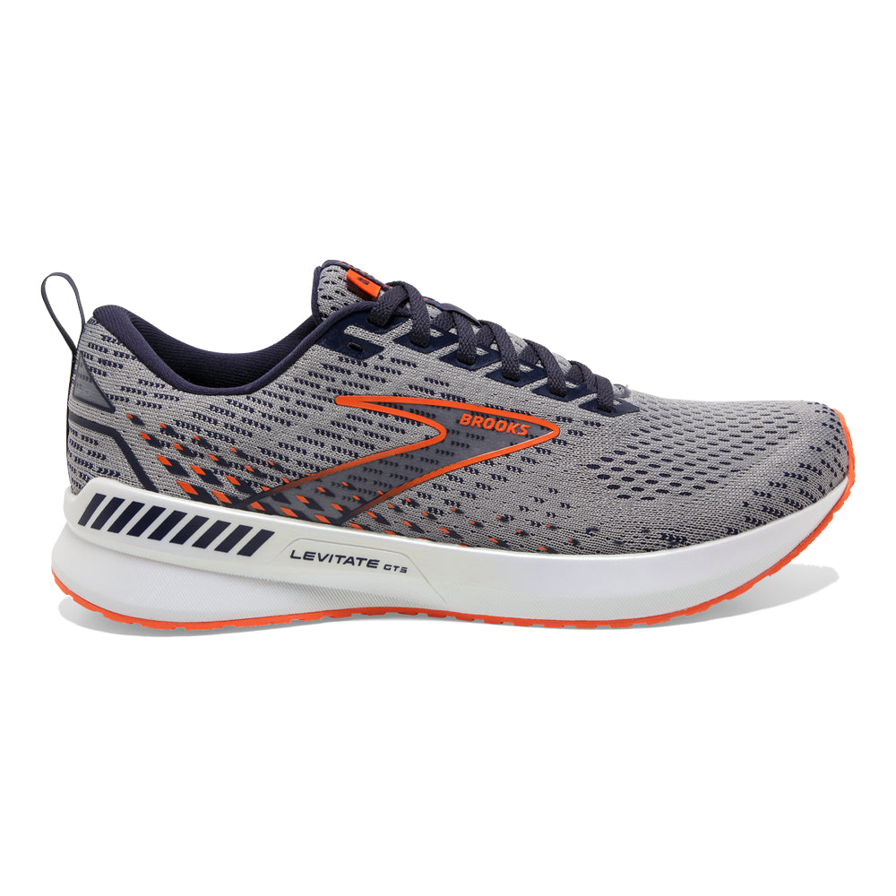 Men's Brooks Levitate GTS 5, Grey/Peacoat/Flame, 12 D Medium