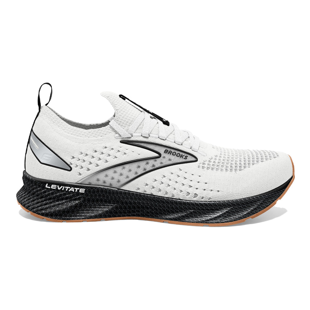 Men's Brooks Levitate StealthFit 6, White/Black, 13 D Medium