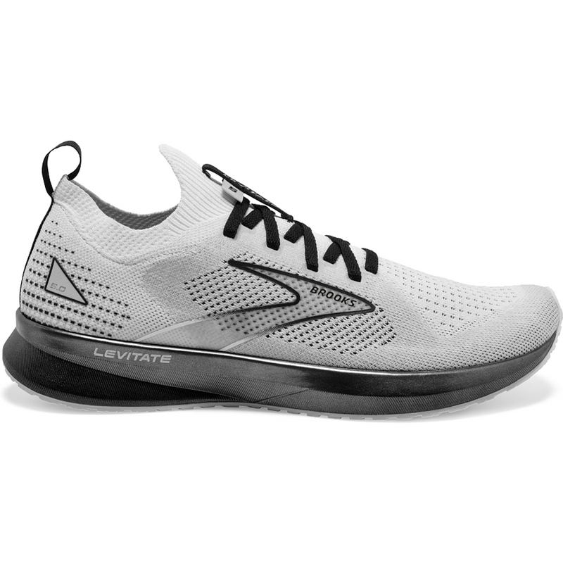 Men's Brooks Levitate Stealthfit 5, White/Grey/Black, 8 D Medium