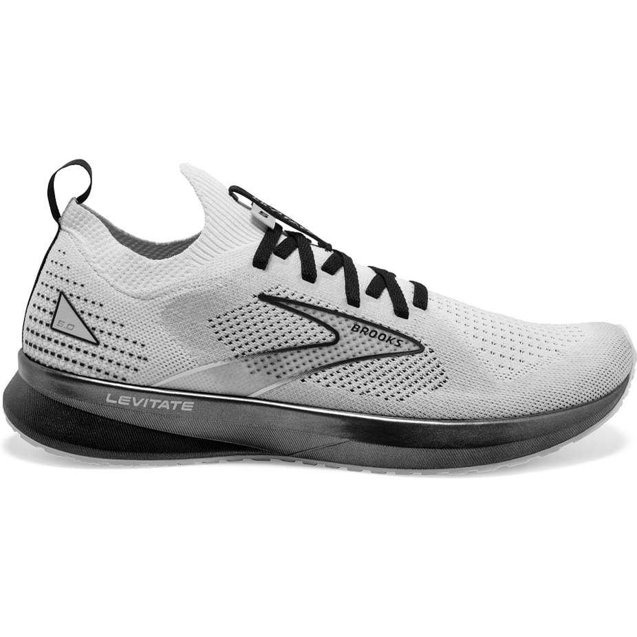 Men's Brooks Levitate Stealthfit 5, White/Grey/Black, 12.5 D Medium