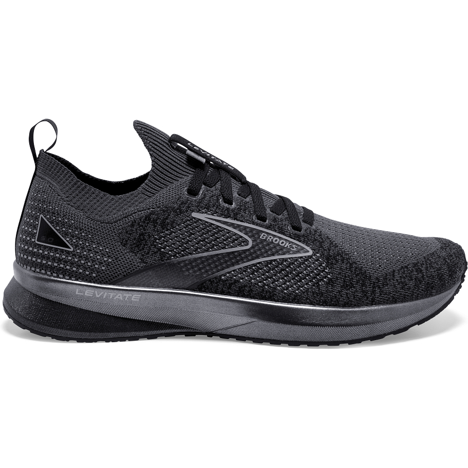 Men's Brooks Levitate Stealthfit 5, Black/Ebony/Grey, 8.5 D Medium