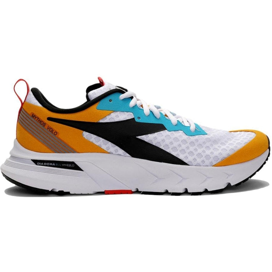 Men's Diadora Mythos Blushield Volo, White/Black/Saffron, 12.5 D Medium