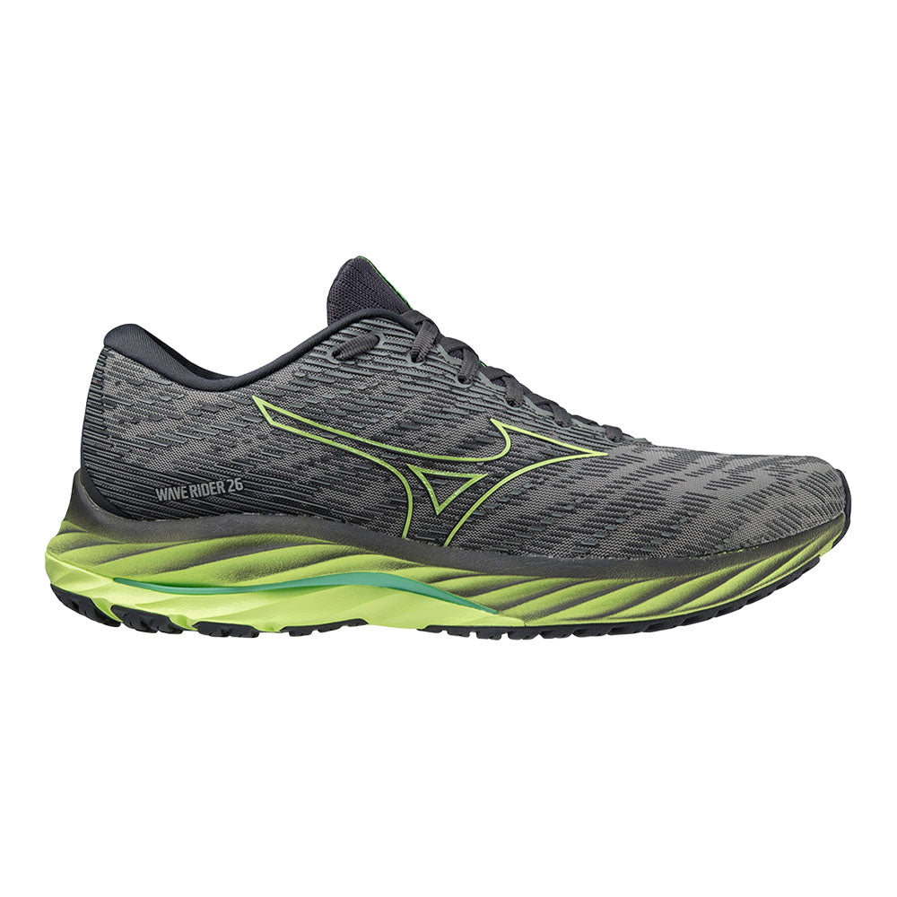Men's Mizuno Wave Rider 26, Ultimate Grey/Neo Lime, 8.5 D Medium