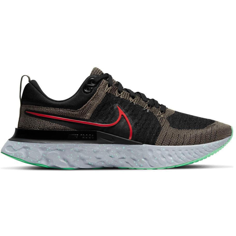 Men's Nike React Infinity Run Flyknit 2, Ridgerock/Chile Red/Black/Green Glow, 12.5 D Medium