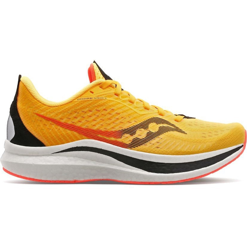 Men's Saucony Endorphin Speed 2, VIZIGOLD/VIZIRED, 12.5 D Medium