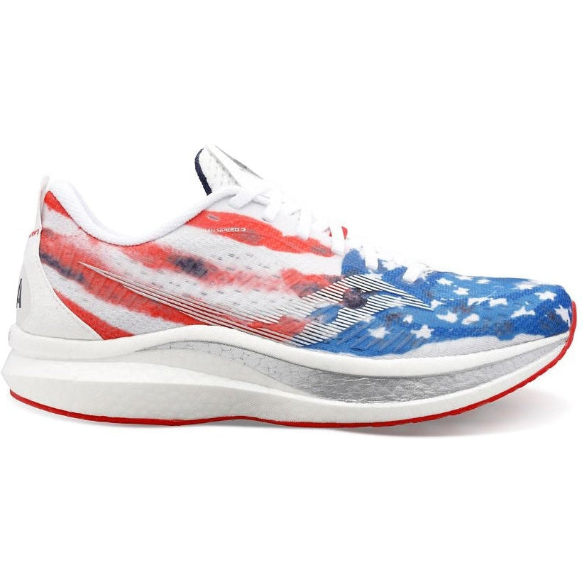 Men's Saucony Endorphin Speed 2, Red/White/Blue, 12 D Medium