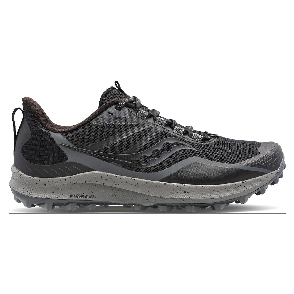 Men's Saucony Peregrine 12, Black/Charcoal, 10.5 2E Wide