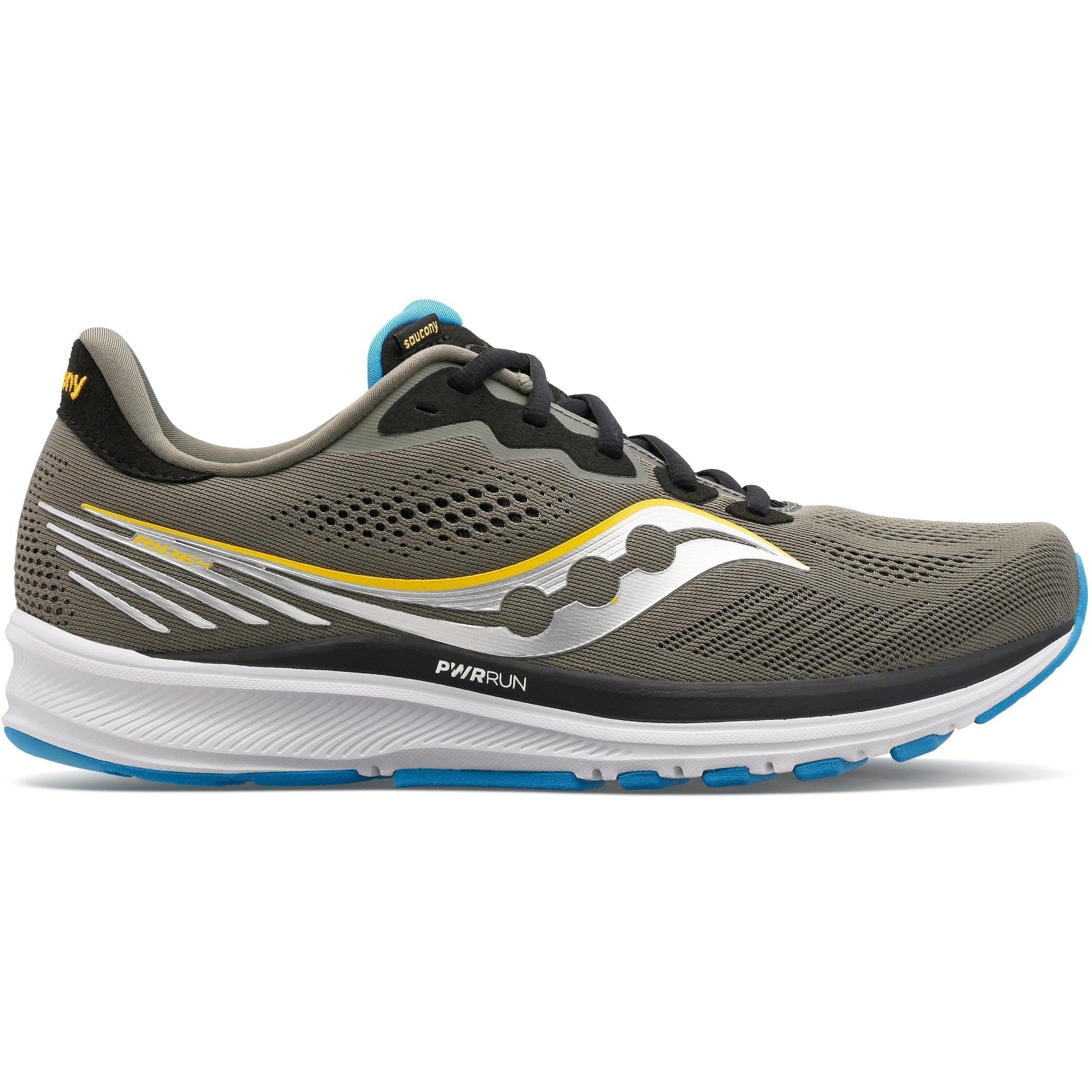 Men's Saucony Ride 14, Black/Goldstruck, 10 D Medium