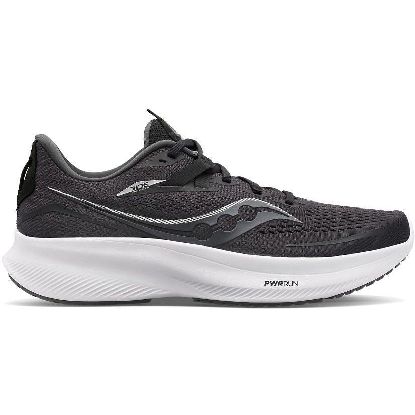 Men's Saucony Ride 15, Black/White, 10 2E Wide