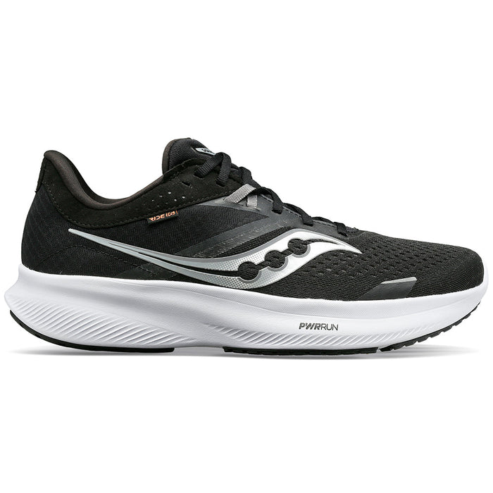 Men's Saucony Ride 16, Black/White, 8 D Medium