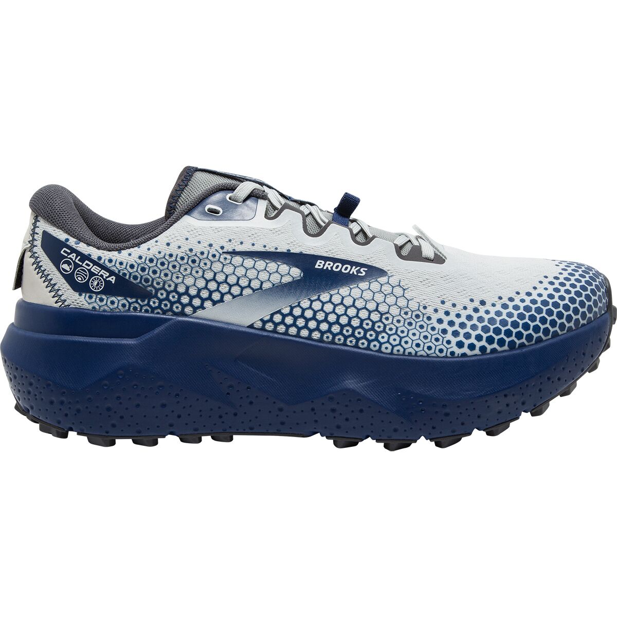 Men's Brooks Caldera 6, Oyster/Blue Depths/Pearl, 9 D Medium