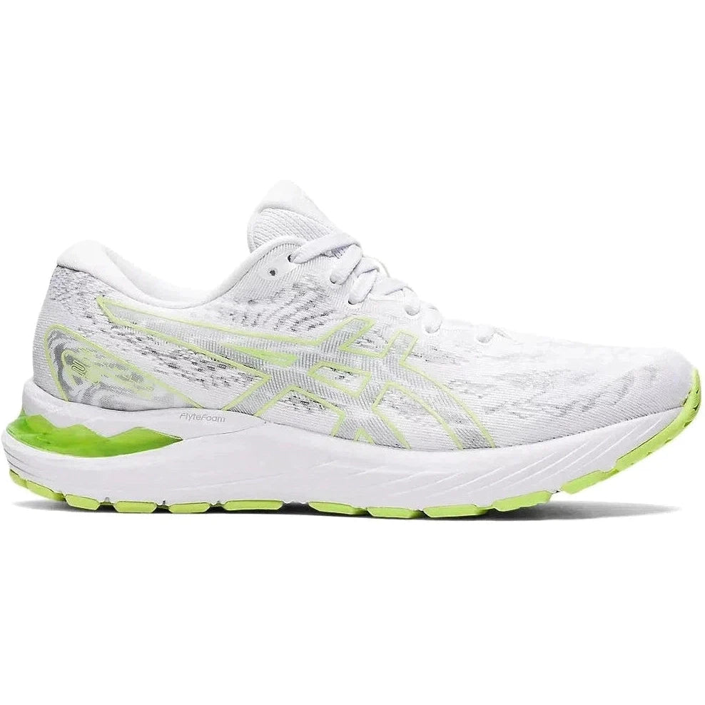 Women's Asics Gel-Cumulus 23, White/Lime Green, 9.5 B Medium