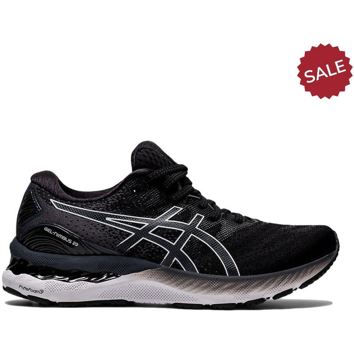 Women's Asics GEL-Nimbus 23, Black/White, 10.5 D Wide